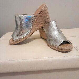 Enzo Angiolini Silver Metallic Wedge Espadrille